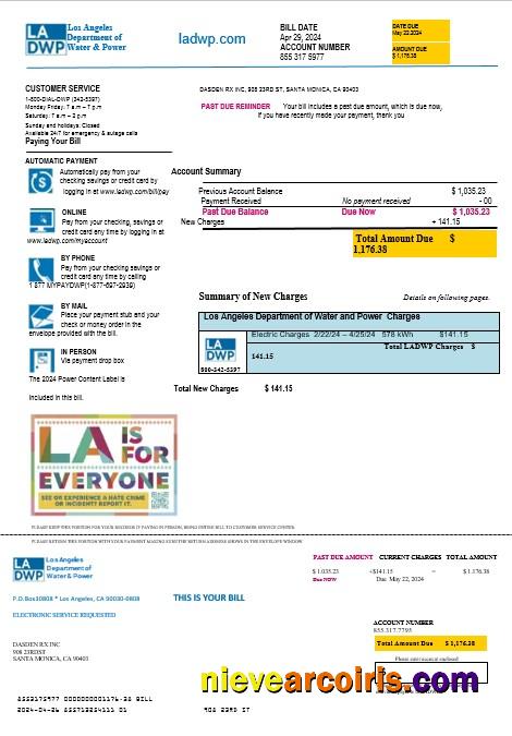 USA LA DWP business utility bill